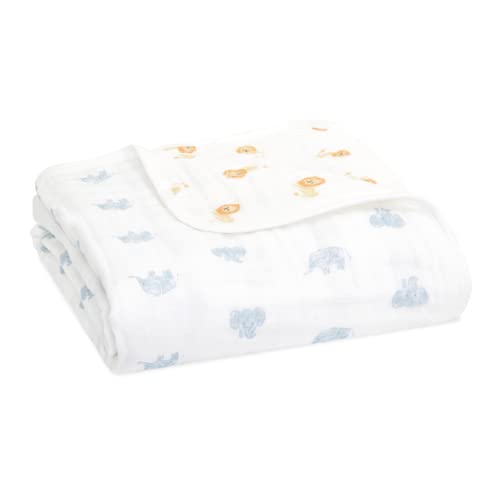 aden anais Organic Cotton Muslin Baby Blanket - Hello Elephants