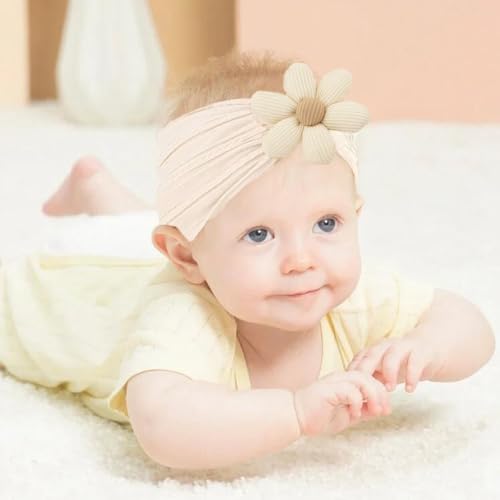 4PCS Baby Girls Flower Headbands Soft Nylon Hairbands for Kids