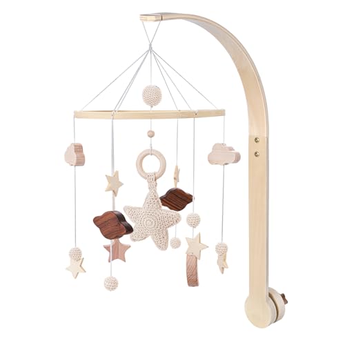 Abdtech Baby Mobile with Stars Clouds Moon - Neutral Nursery Decor