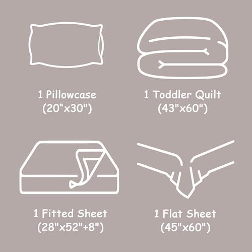 FLXXIE Toddler Bedding Set 4 Pieces Light Taupe