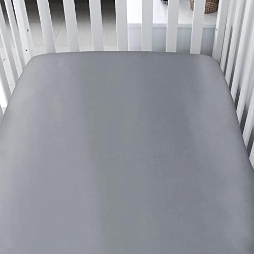 Biloban Satin Crib Sheets 2 Pack Grey Navy