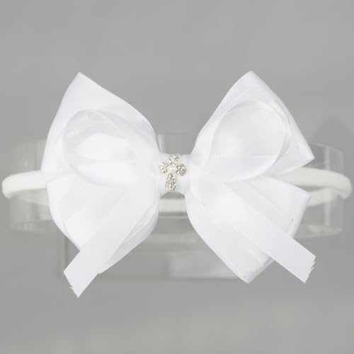 Nihao Baby White Lace Bow Baptism Headband for Baby Girls - 1 PCS