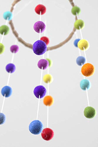 Matthew Mae Rainbow Felt Ball Pom Pom Ceiling Mobile