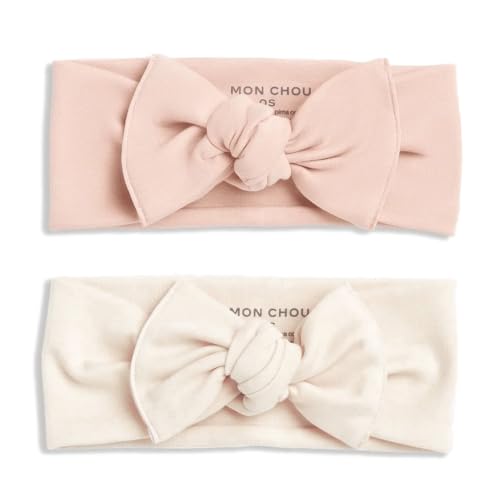 Mon Chou Baby Girl Bows Organic Cotton Headband Set of 2