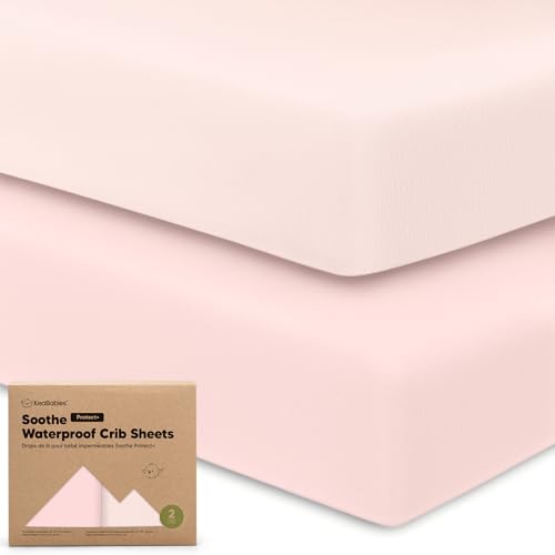 KeaBabies 2-Pack Waterproof Crib Sheets - Mist Rose