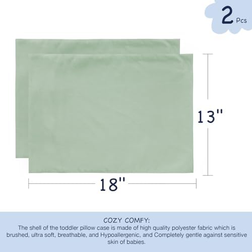 EXQ Home Toddler Pillowcases 13x18 Set of 2 Sage 1