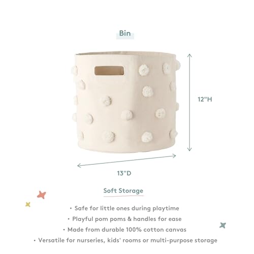 Pehr Pom Pom Basket Bin Grey 13D x 12H