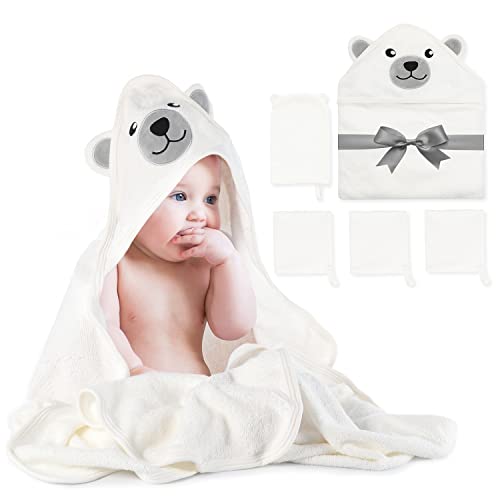 Momcozy Baby Bath Towel Set with Hood and Washcloth