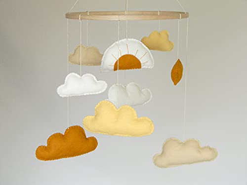 Cloud Baby Mobile with Sun Boho Nursery Decor 1