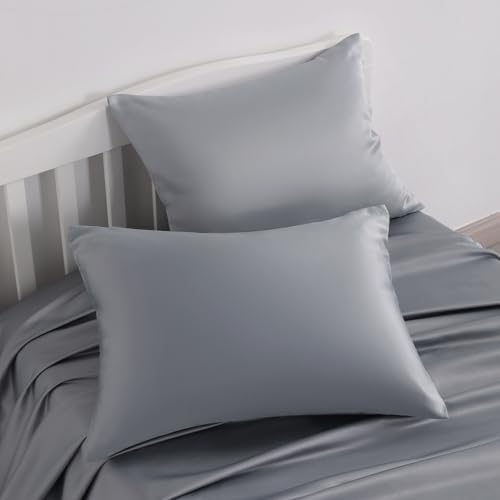 NTBAY Matte Satin Toddler Pillowcases - 2 Pack Silver Grey