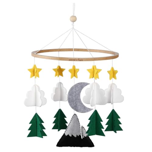 Baby Crib Mobile - Starry Woodland Night Short Evergreen