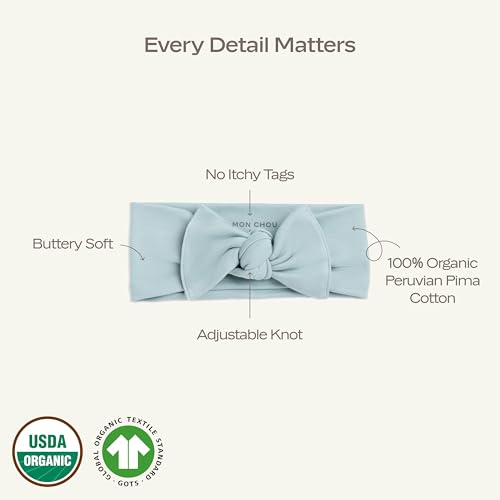 Mon Chou Baby Girl Bows Organic Cotton Headband Set of 2