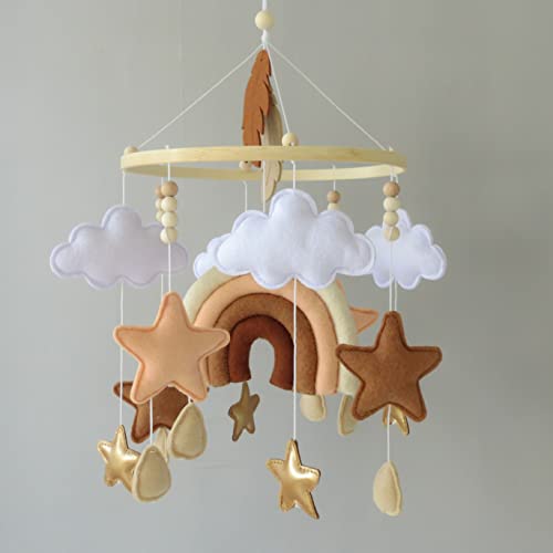 Goukurlsma Rainbow Felt Crib Mobile for Girls and Boys