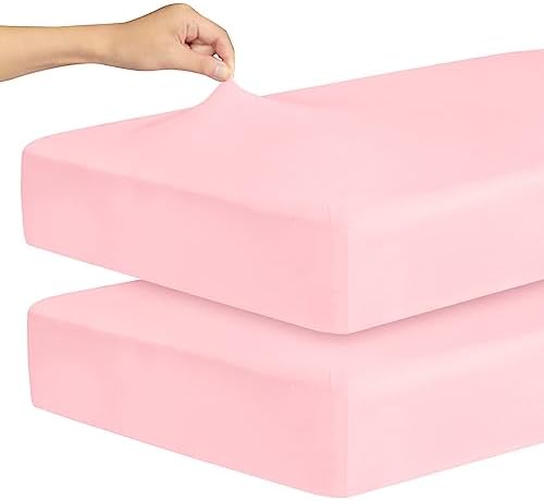 Magik Kover Stretchy Crib Sheets for Girls 2 Pack Pink