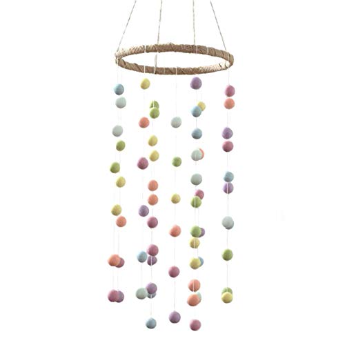 Pastel Rainbow Felt Ball Ceiling Mobile - 10 Diameter