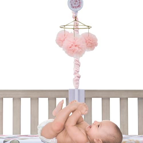 Lambs Ivy Secret Garden Pink Pom Pom Musical Crib Mobile
