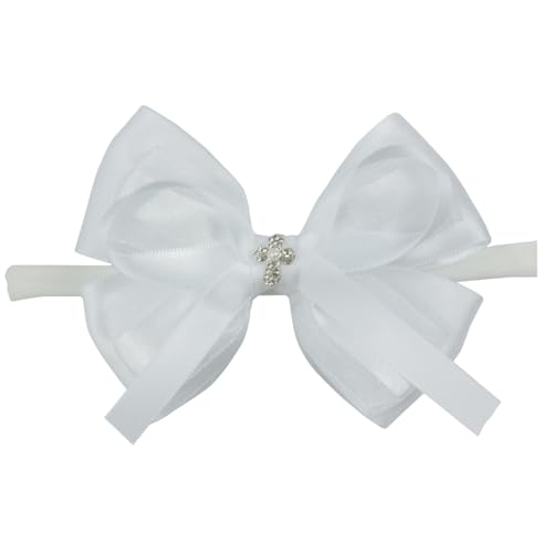 Nihao Baby White Lace Bow Baptism Headband for Baby Girls - 1 PCS
