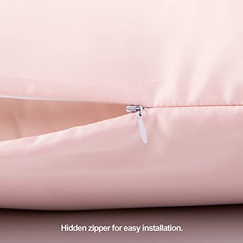 FLXXIE 2 Pack Zippered Satin Toddler Pillowcases 13x18 Inches Pink