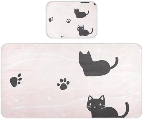 Cooling Black Cat Paw Print Baby Mattress Pad 28x52