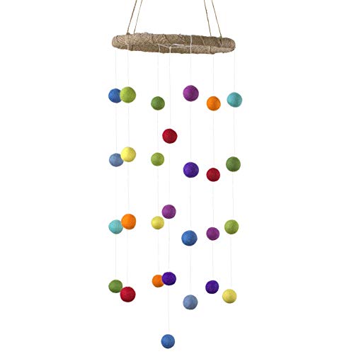Matthew Mae Rainbow Felt Ball Pom Pom Ceiling Mobile