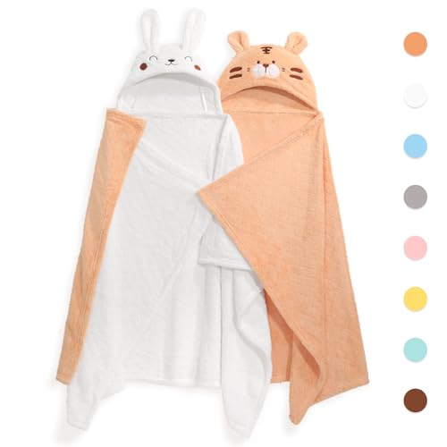 WODHOY Toddler Bath Towel 2-Pack Hooded Bath Blanket