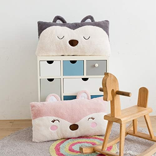 Snugtown Cute Fox Lumbar Pillow 12x24 Inches Grey Ivory