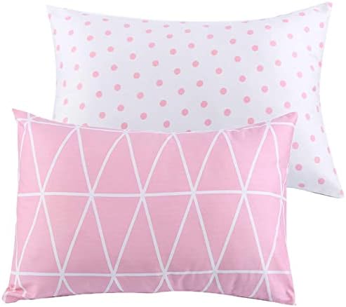UOMNY Toddler Pillowcases 2 Pack - Pink Link and Dot Design