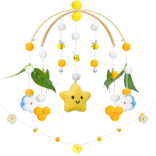 Fcesuk Baby Crib Mobile with Bees Flowers