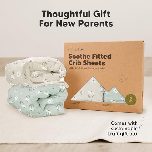KeaBabies 2-Pack Organic Crib Sheets - Soft Daisies Print