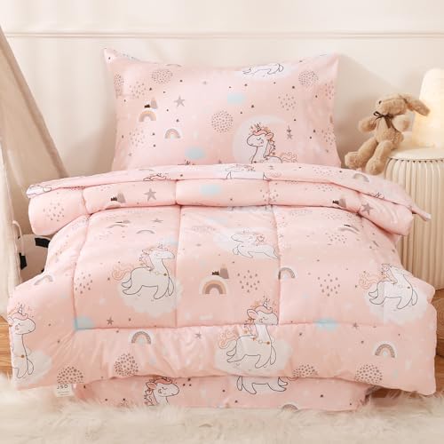 JSD Pink Unicorn Toddler Bedding Set 4 Piece