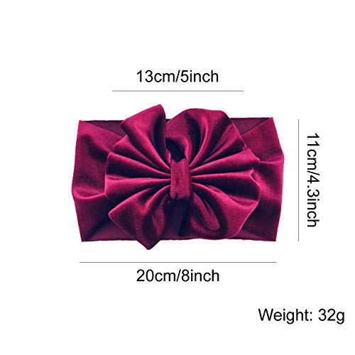Lawie 8 Pack Soft Velvet Bow Headbands for Baby Girls