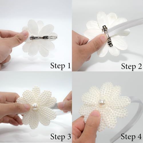 Esumun Baby Pearl Bow Headband and Clips Set