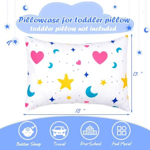 UOMNY Toddler Pillowcases 2 Pack Star Moon Blue White 13x18 12x16 14x19