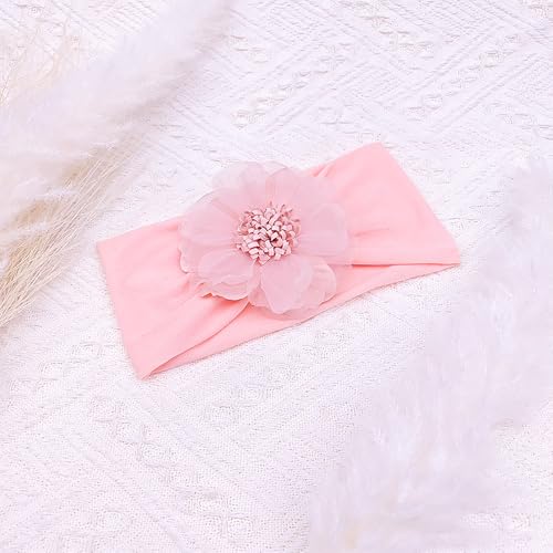 Yheahin Pink Flower Elastic Headband for Baby Girl