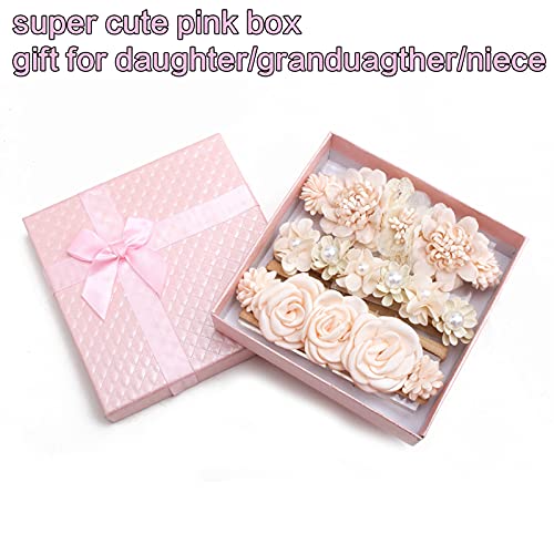 Baby Girl Headbands with Flowers 3PCS Elastic Hairbands