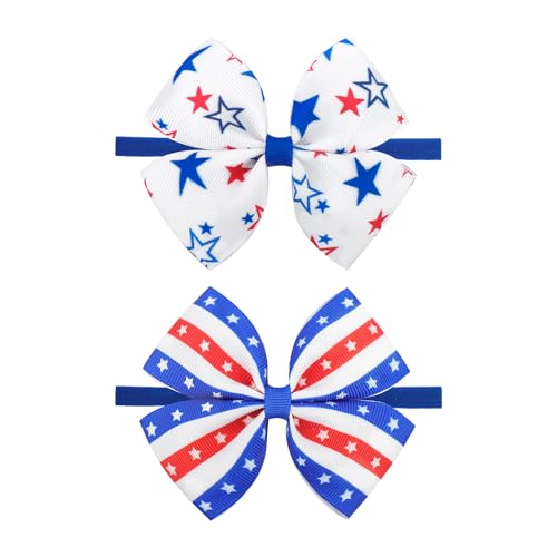 4th of July Baby Girl Headband with Patriotic Star Bow