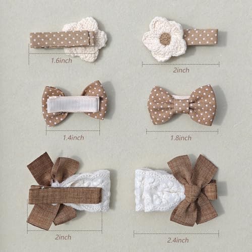 TSACOS Hair Clips with Bow Flowers 19 Pcs Linen Barrettes for Toddlers