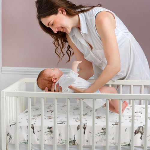 LifeTree Crib Sheets - Muslin Fitted Sheets with Mallard Duck Pattern
