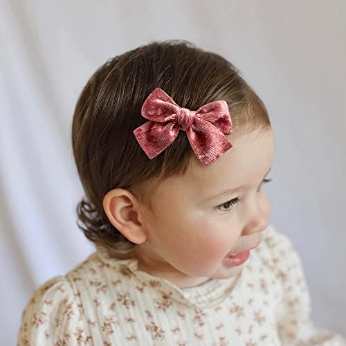 Baby Girls Velvet Hair Bow Clips 10pcs