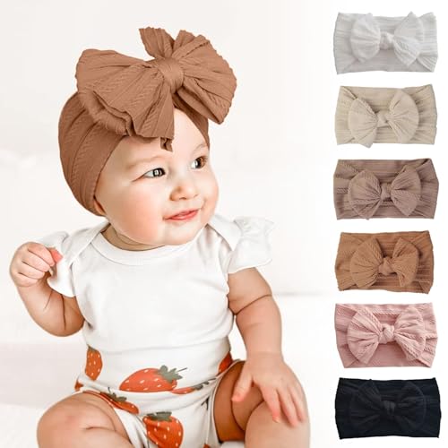 Fashionable Stretchy Nylon Headband with Bows for Baby Girls