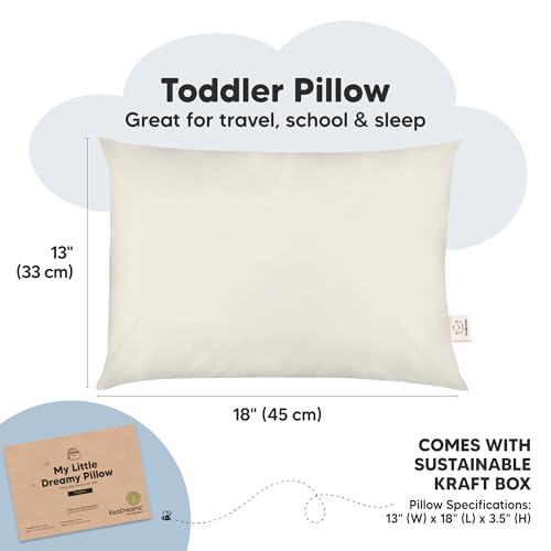 KeaBabies 2-Pack Toddler Pillow 13x18 - Soft Organic Cotton Travel Bed Pillow for Kids