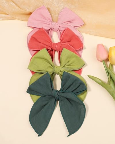Doboi 55 Inch 20PCS Linen Baby Girls Hair Bows Clips