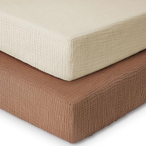 Yoofoss Muslin Crib Sheets 2 Pack Cotton Breathable