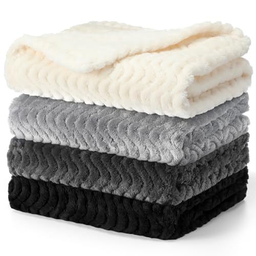 Frienda 4 Pcs Fluffy Baby Blanket for Newborns and Toddlers