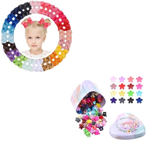 40 Pcs Hair Bows for Girls 128 Pcs Mini Claw Clips