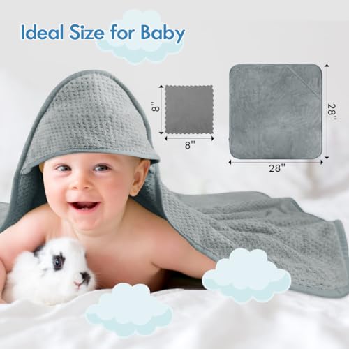Orighty Baby Hooded Towel with 5 Washcloths Grey