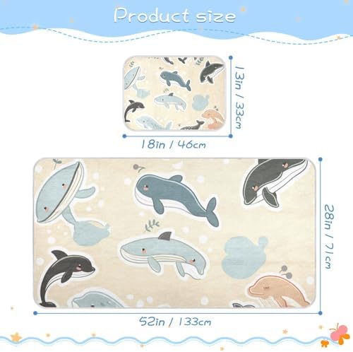 Cooling Whale Khaki Crib Mattress Pad 28x52