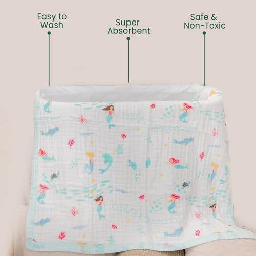 Snuggle Buds 6-Layer Muslin Baby Blanket Gender-Neutral Mermaid Dreams