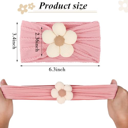 4 Pcs Baby Bow Headbands with Flower Design