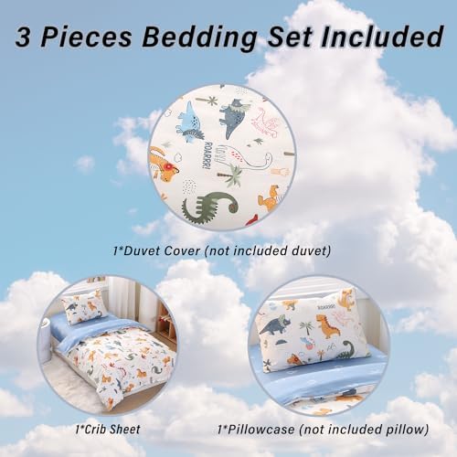 100 Cotton Dinosaur Crib Bedding Set 3 Piece